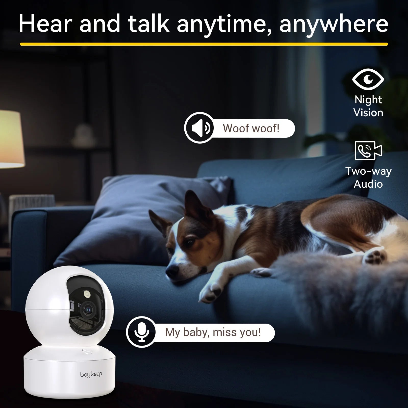 BoyKeep 2K Smart Security Camera — 360° Pan & Tilt | Night Vision | Two-Way Audio | WiFi Indoor Camera