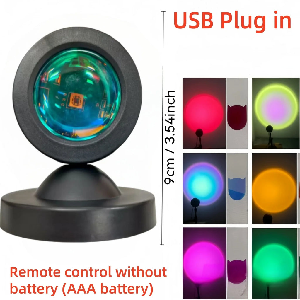 Sunset Projection Light — 16 Color Spectrum | USB Powered | Remote Control | Home & Photography