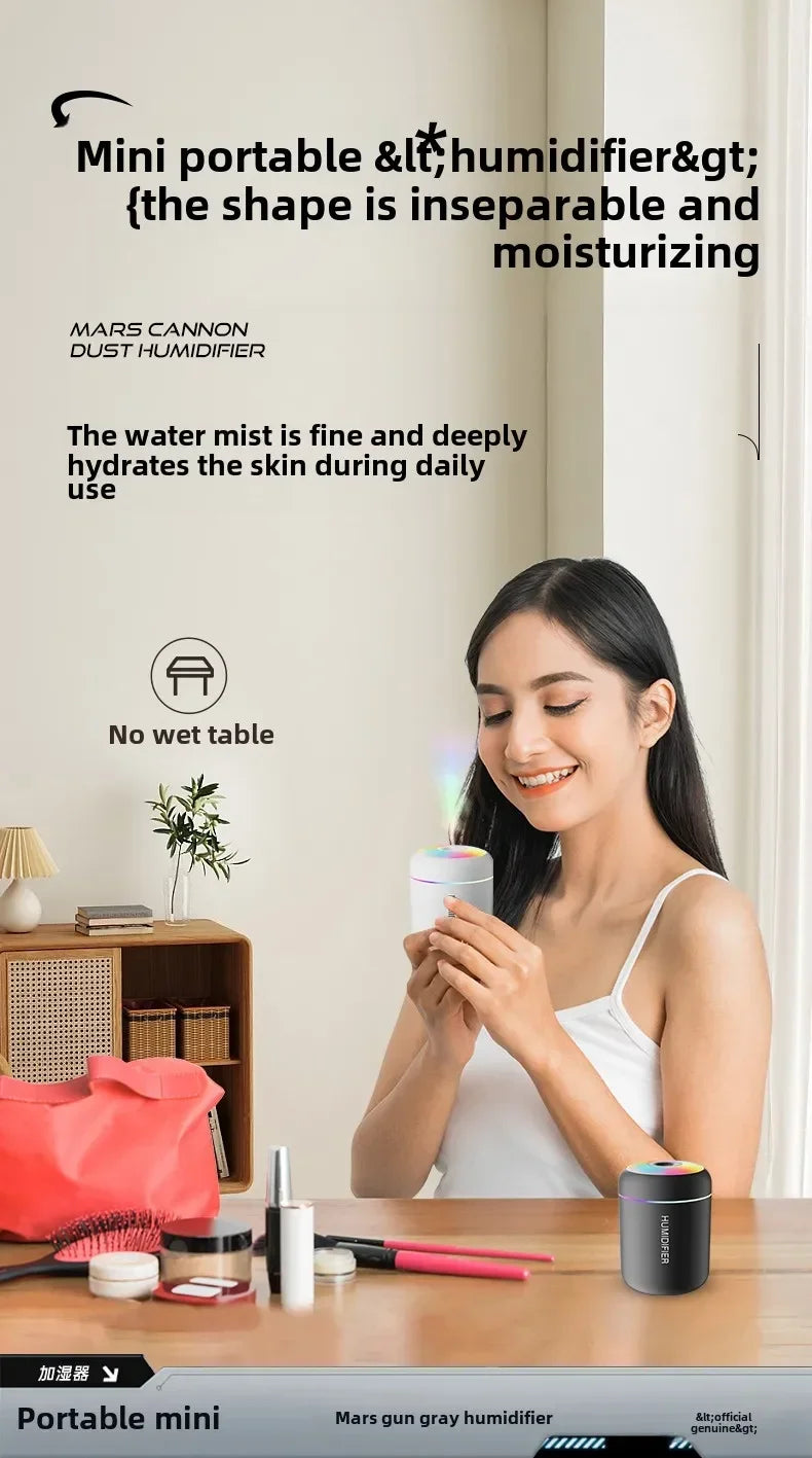 Mini USB Humidifier & Aroma Diffuser — 180ML | Ultrasonic Mist | Car, Home & Bedroom