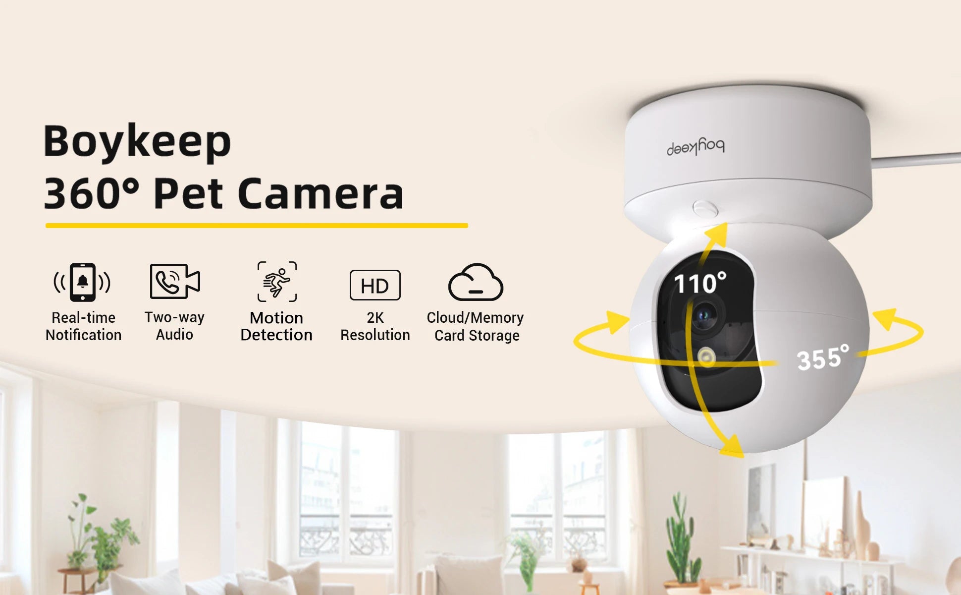 BoyKeep 2K Smart Security Camera — 360° Pan & Tilt | Night Vision | Two-Way Audio | WiFi Indoor Camera