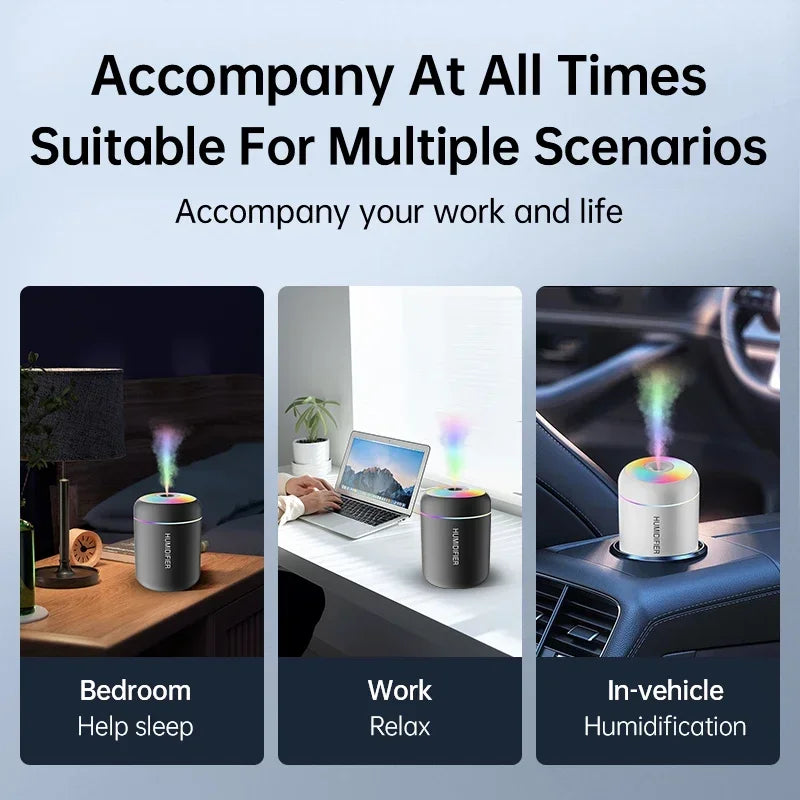 Mini USB Humidifier & Aroma Diffuser — 180ML | Ultrasonic Mist | Car, Home & Bedroom