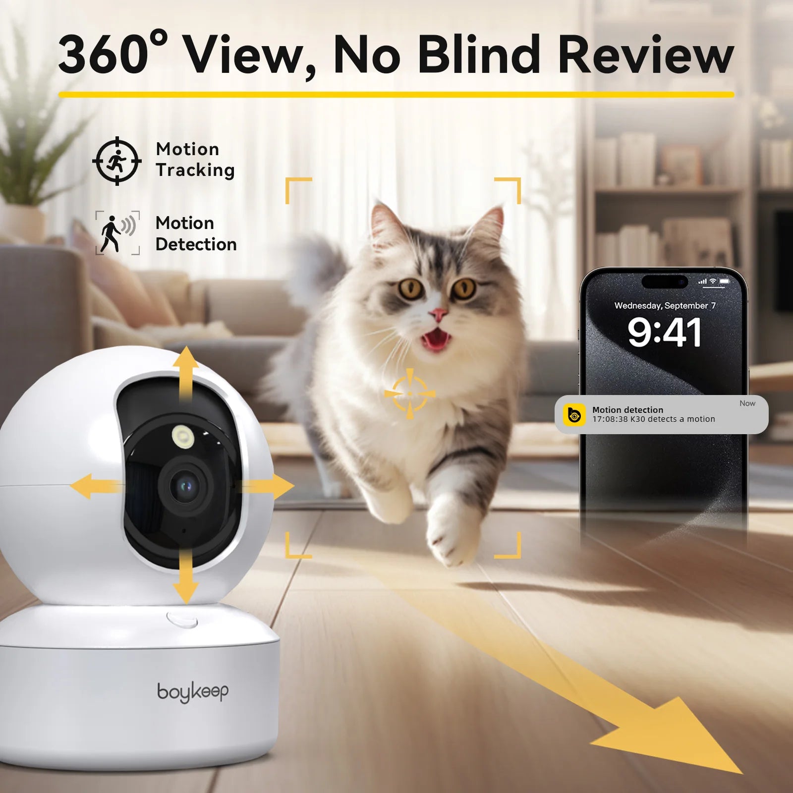 BoyKeep 2K Smart Security Camera — 360° Pan & Tilt | Night Vision | Two-Way Audio | WiFi Indoor Camera