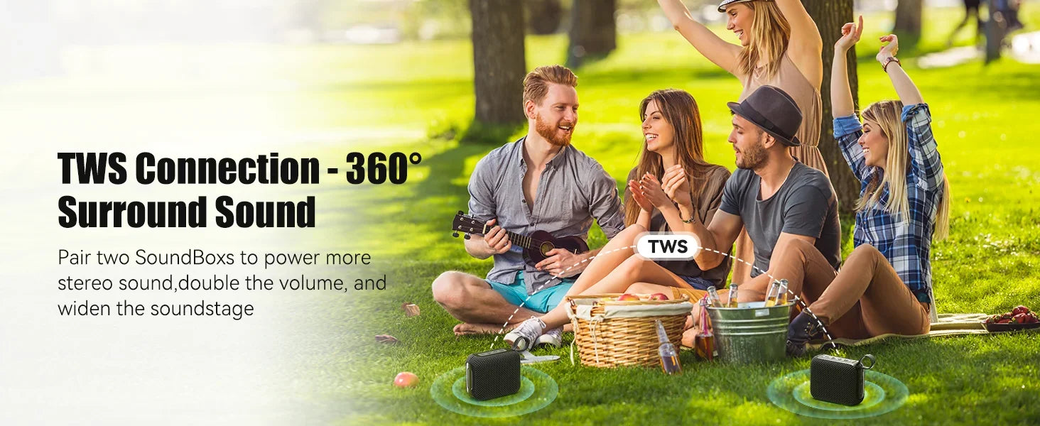 Bluetooth Speaker 10W — 30Hr Battery | IP7 Waterproof | TWS Outdoor & Shower Speaker