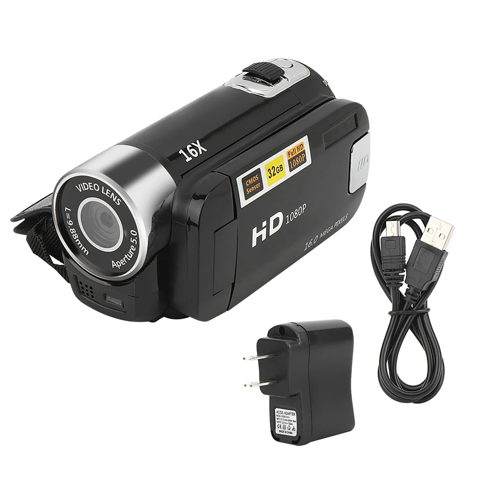 HD Digital Camcorder 1080P — 16X Zoom | 2.7" Rotating Screen | Kids, Teens & Beginners