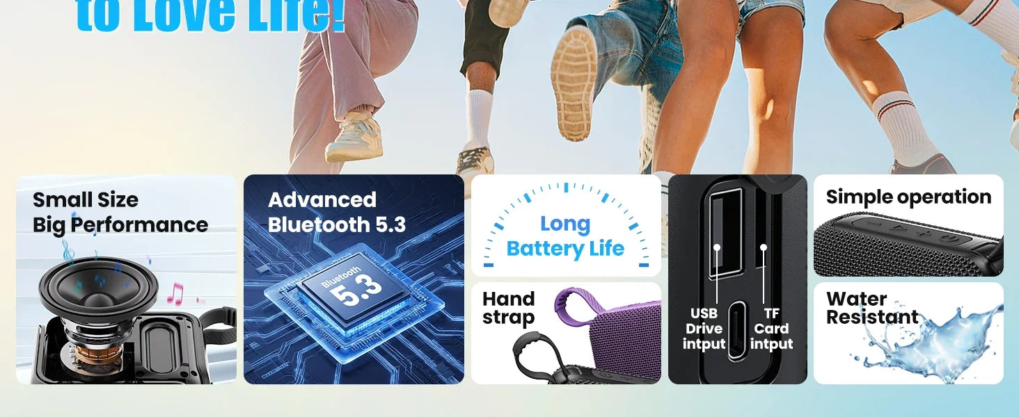Bluetooth Speaker 10W — 30Hr Battery | IP7 Waterproof | TWS Outdoor & Shower Speaker