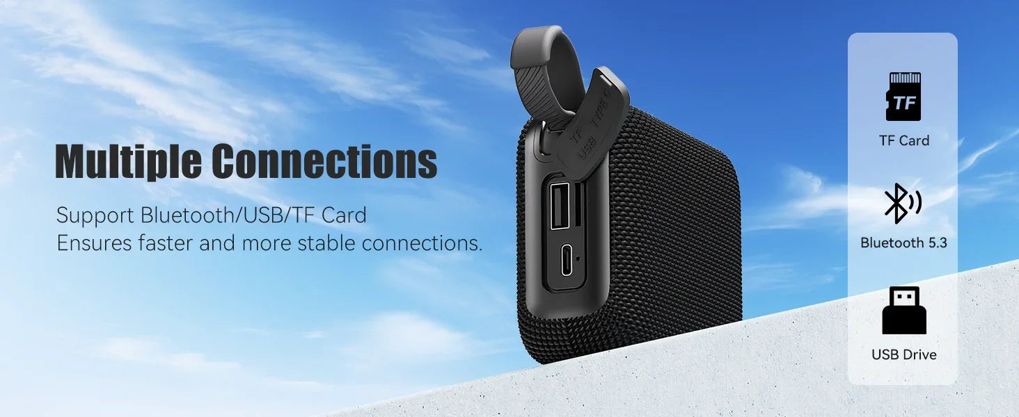 Bluetooth Speaker 10W — 30Hr Battery | IP7 Waterproof | TWS Outdoor & Shower Speaker