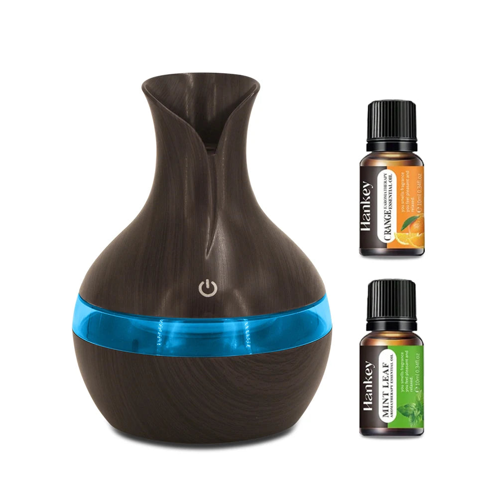 300ml Ultrasonic Humidifier & Aromatherapy Diffuser — USB | Essential Oils Included | Home, Office & Car