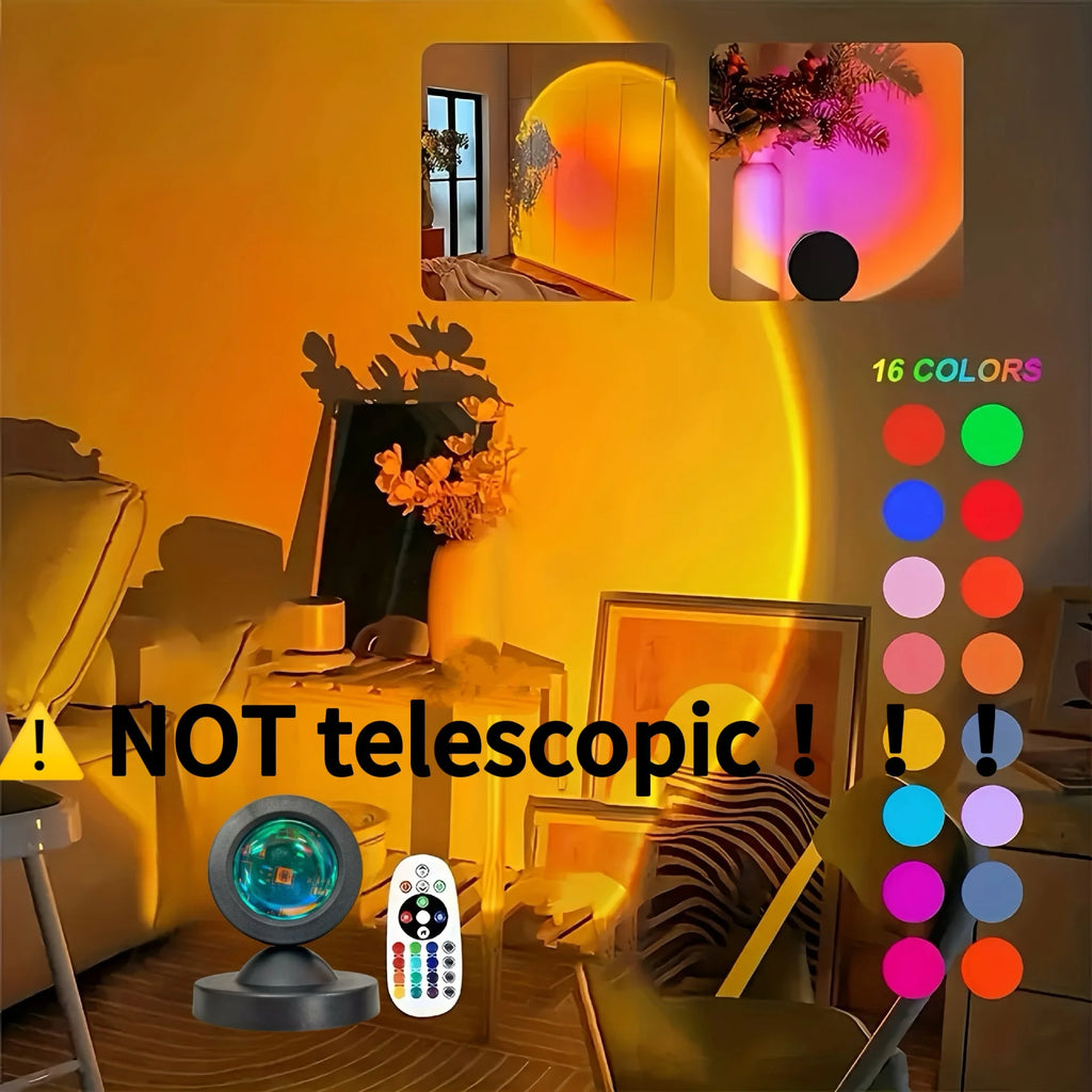 Sunset Projection Light — 16 Color Spectrum | USB Powered | Remote Control | Home & Photography