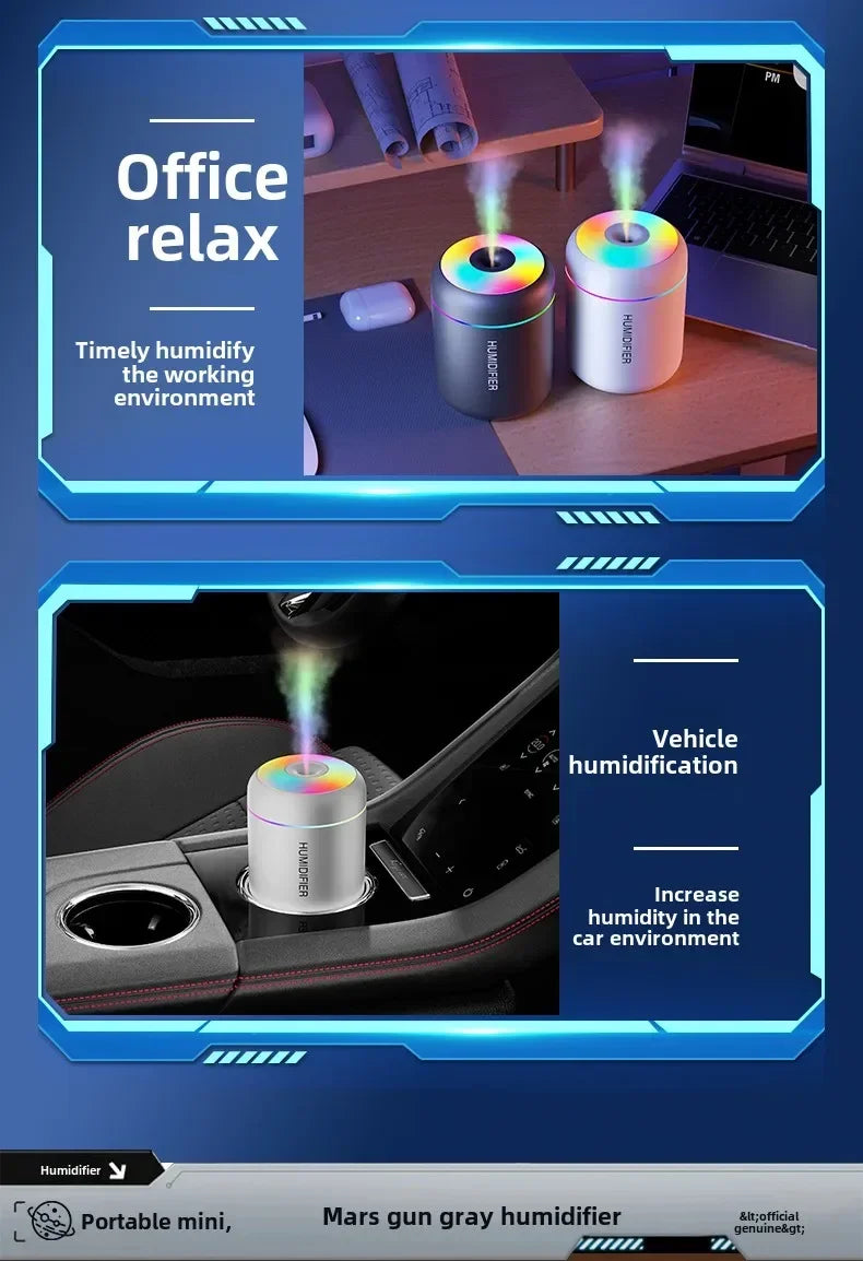 Mini USB Humidifier & Aroma Diffuser — 180ML | Ultrasonic Mist | Car, Home & Bedroom