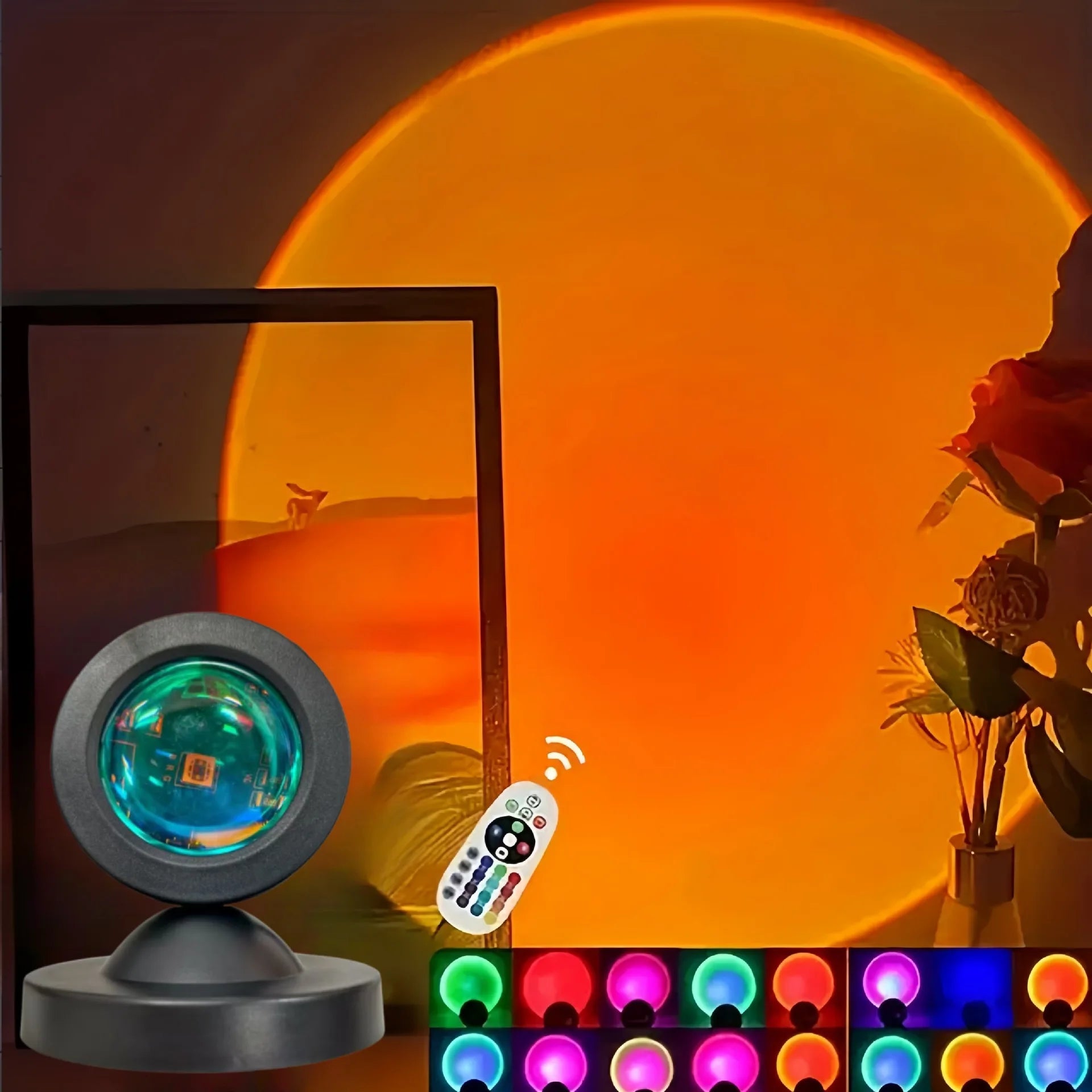 Sunset Projection Light — 16 Color Spectrum | USB Powered | Remote Control | Home & Photography