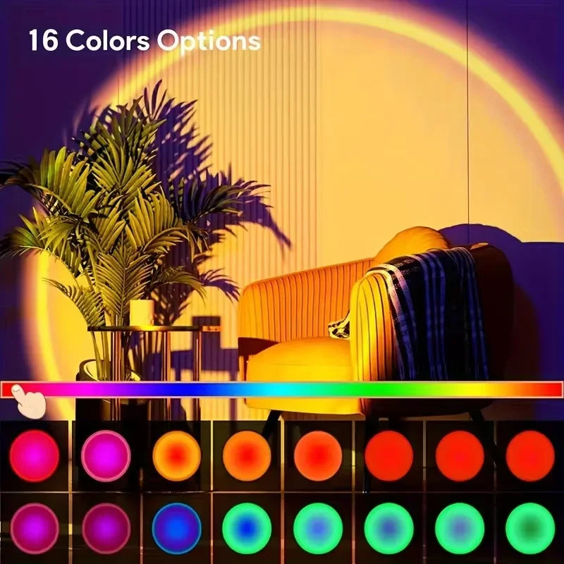 Sunset Projection Light — 16 Color Spectrum | USB Powered | Remote Control | Home & Photography