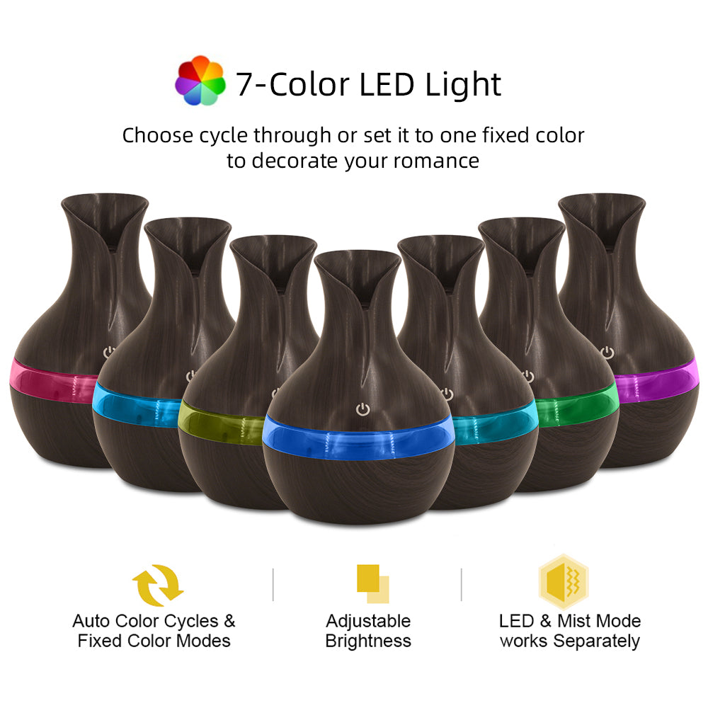 300ml Ultrasonic Humidifier & Aromatherapy Diffuser — USB | Essential Oils Included | Home, Office & Car